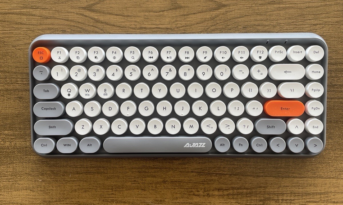 Ajazz Nacodex 308i Wireless Bluetooth Mechanical Keyboard Typewriter Round Gray
