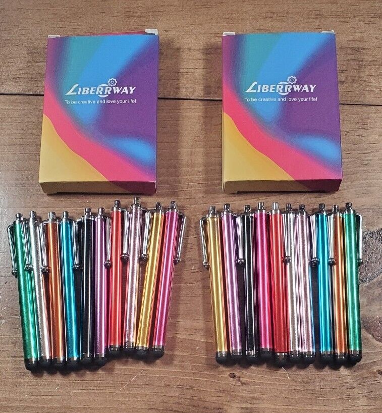 Lot of Two 10 Packs Stylus Pens for Touch Screens, LIBERRWAY Multicolor 20 Pens 