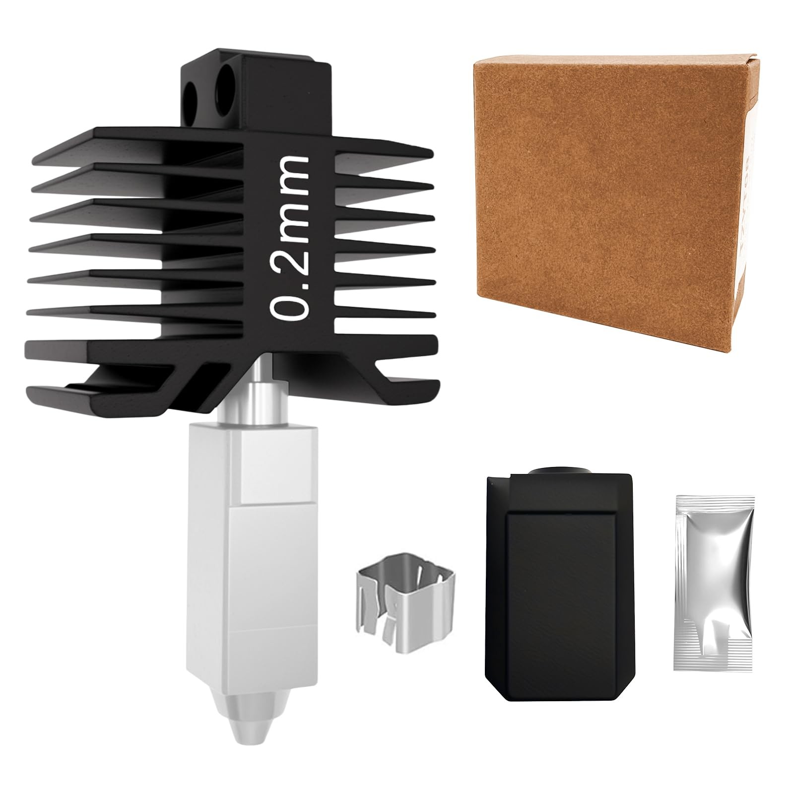 0.2mm Hardened Steel Hotend Nozzle Kit for Bambu Lab P1P P1S X1 X1C, AllMetal...