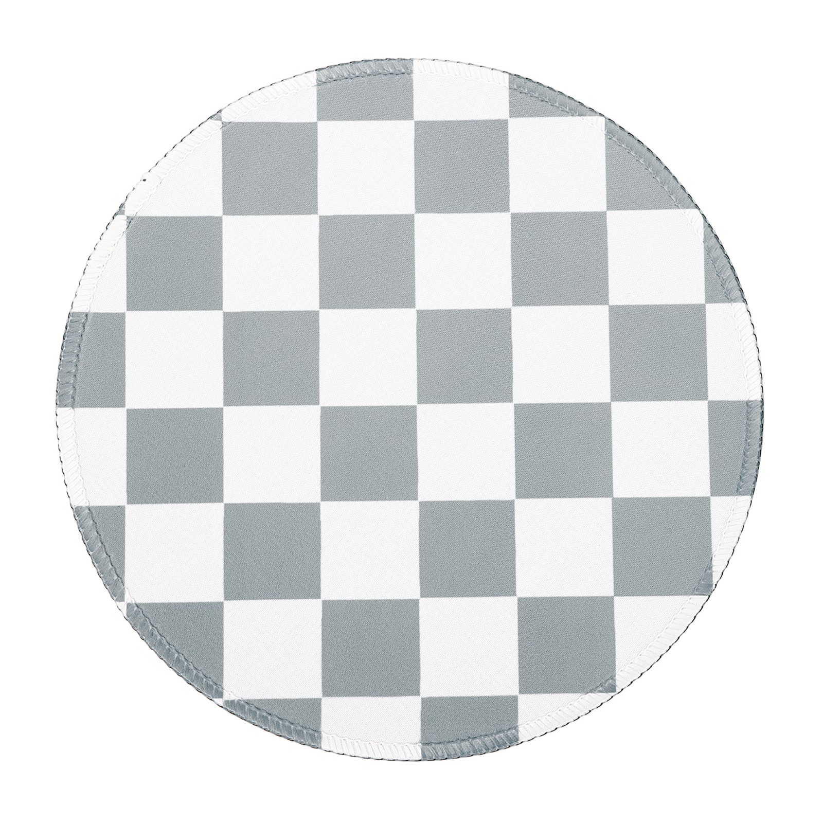 Checkered Mouse Pad Aesthetic Plaid Grid Mousepad 8.7" Dia, Gray/White