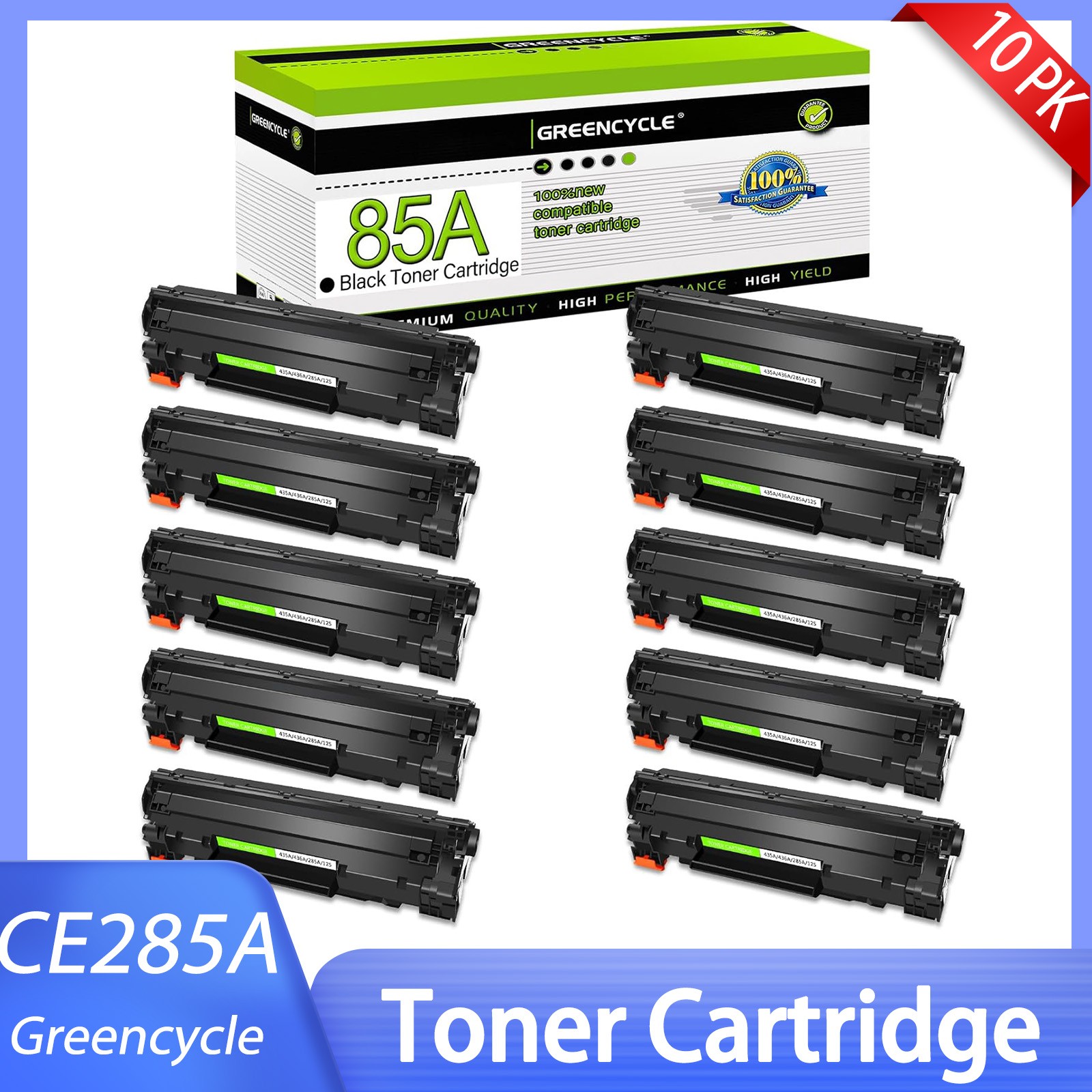 10PK Black Toner Cartridge Compatible with HP CE285A LaserJet M1213nf M1138 INK