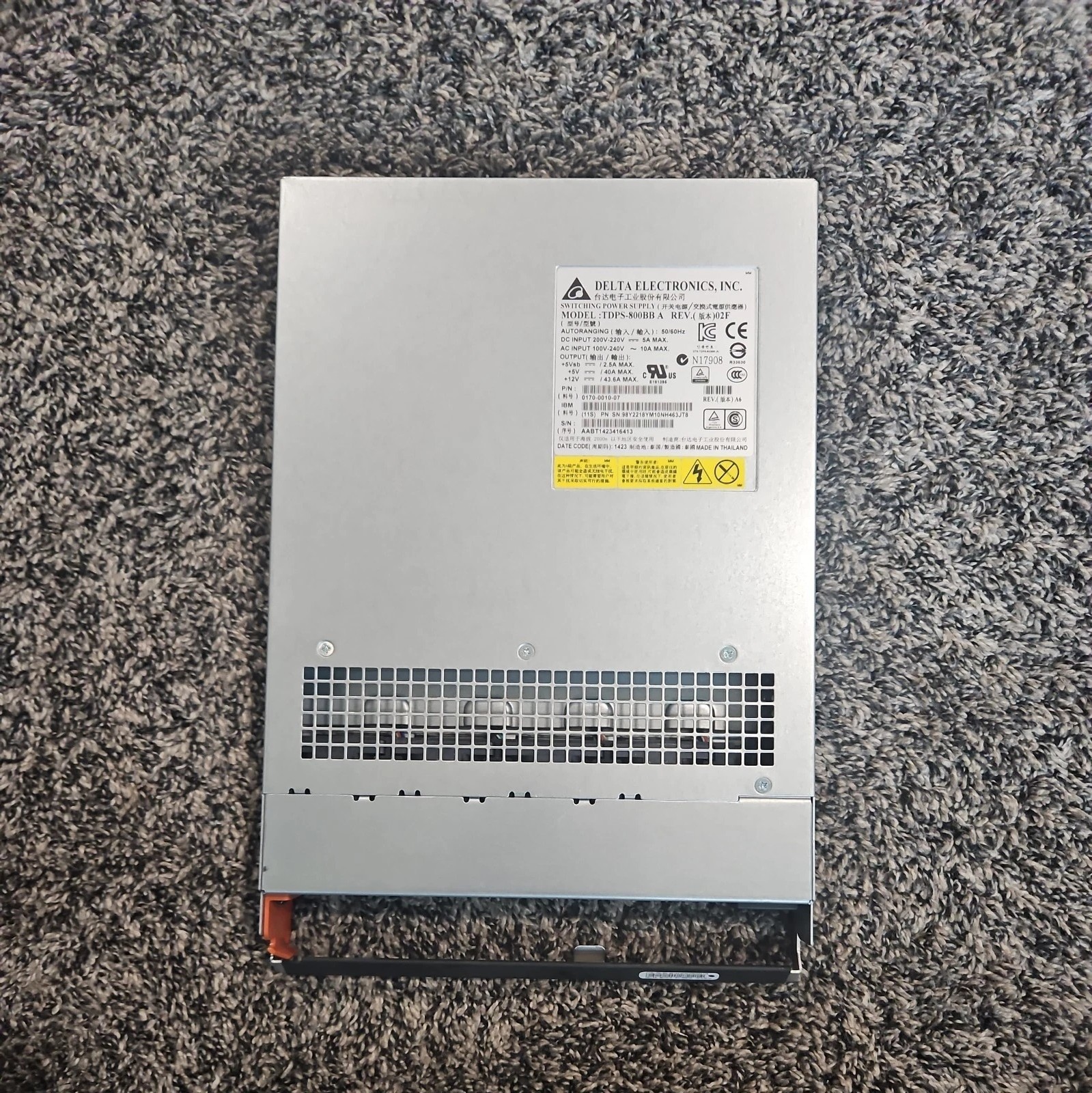 Used IBM Power Supply 98Y2218 00WK807 TDPS-800BB 800W Storwize V3700 V5000 Delta