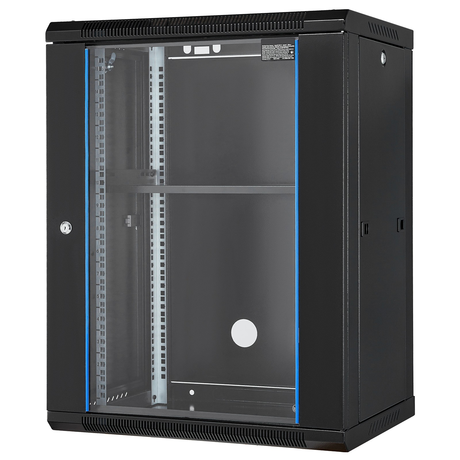 Uimoso 15U Wall Mount Network Rack Cabinet with 18" Lockable Glass Door