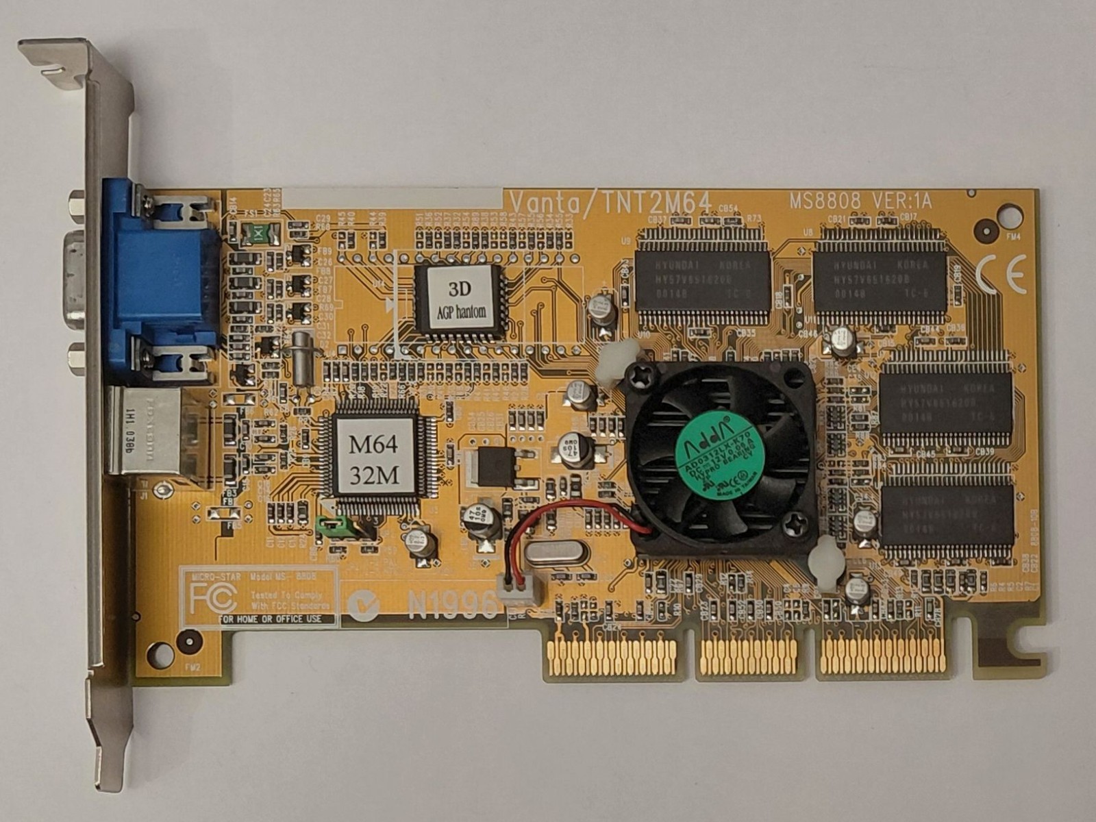 MSI 3D AGPhantom AGP Graphics Card (MS-8808, Nvidia TNT2 M64, 32MB, Retro, 2000)