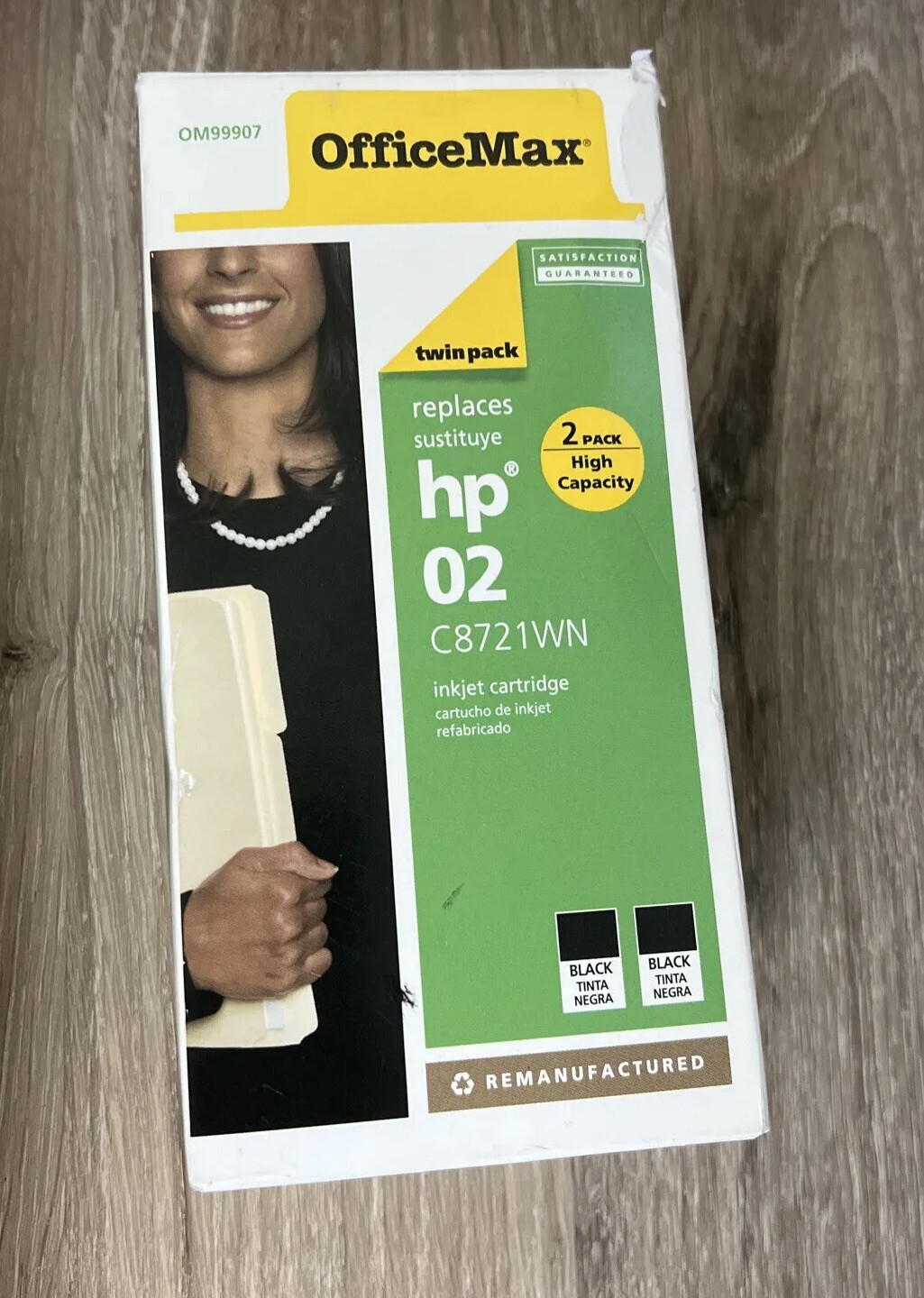 **NEW** 2 Office Max Black Printer Ink Cartridge C8721WN (30.0ml) OM99907 Sealed
