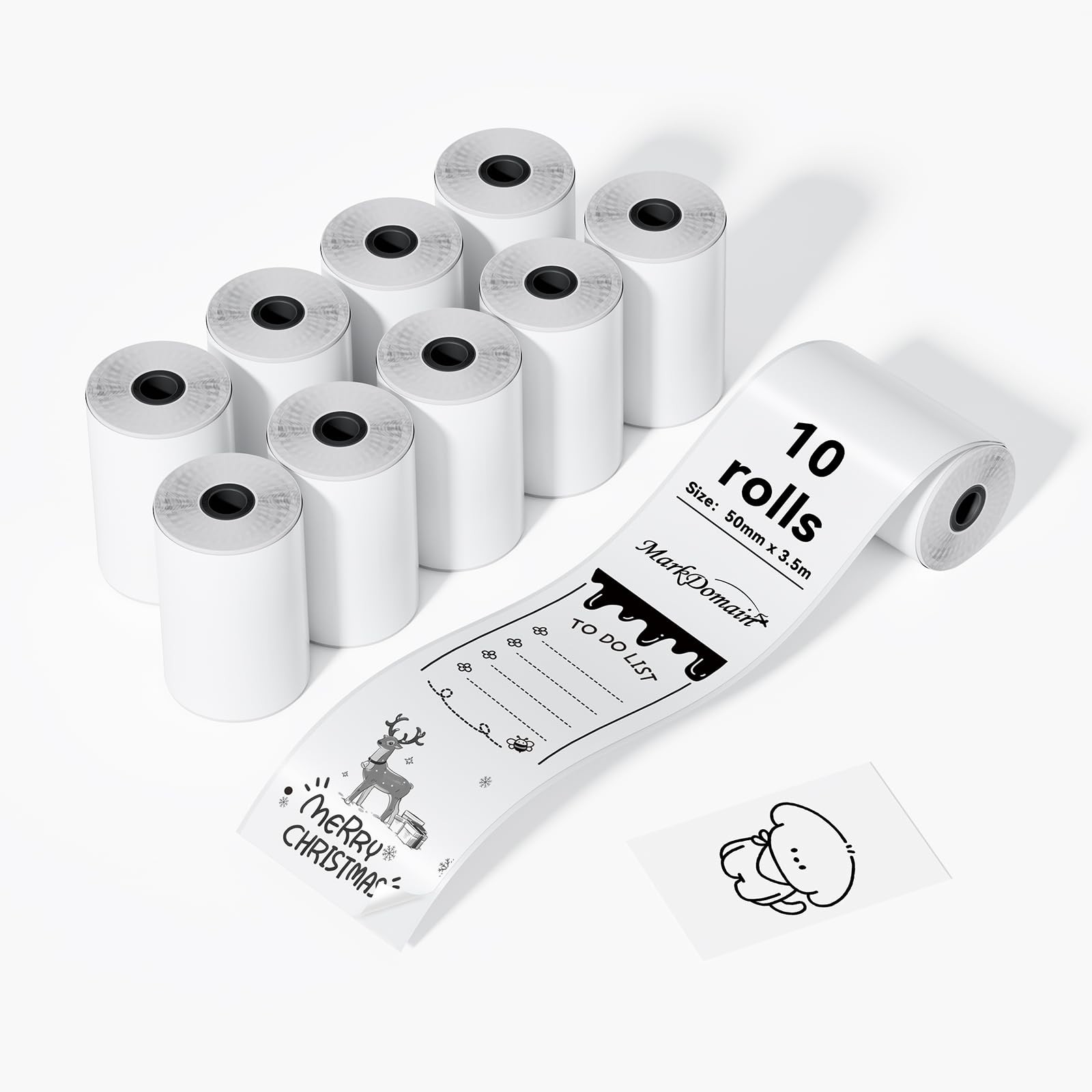 10 Rolls Mini Printer SelfAdhesive Thermal Paper White 53x28mm Set