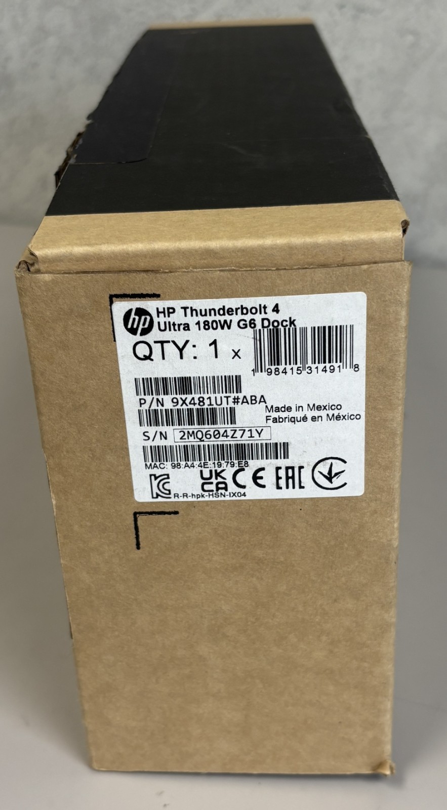 HP Thunderbolt 4 Ultra 180W G6 Dock 9X481UT 94X481UT#ABA - Open Box / Brand New