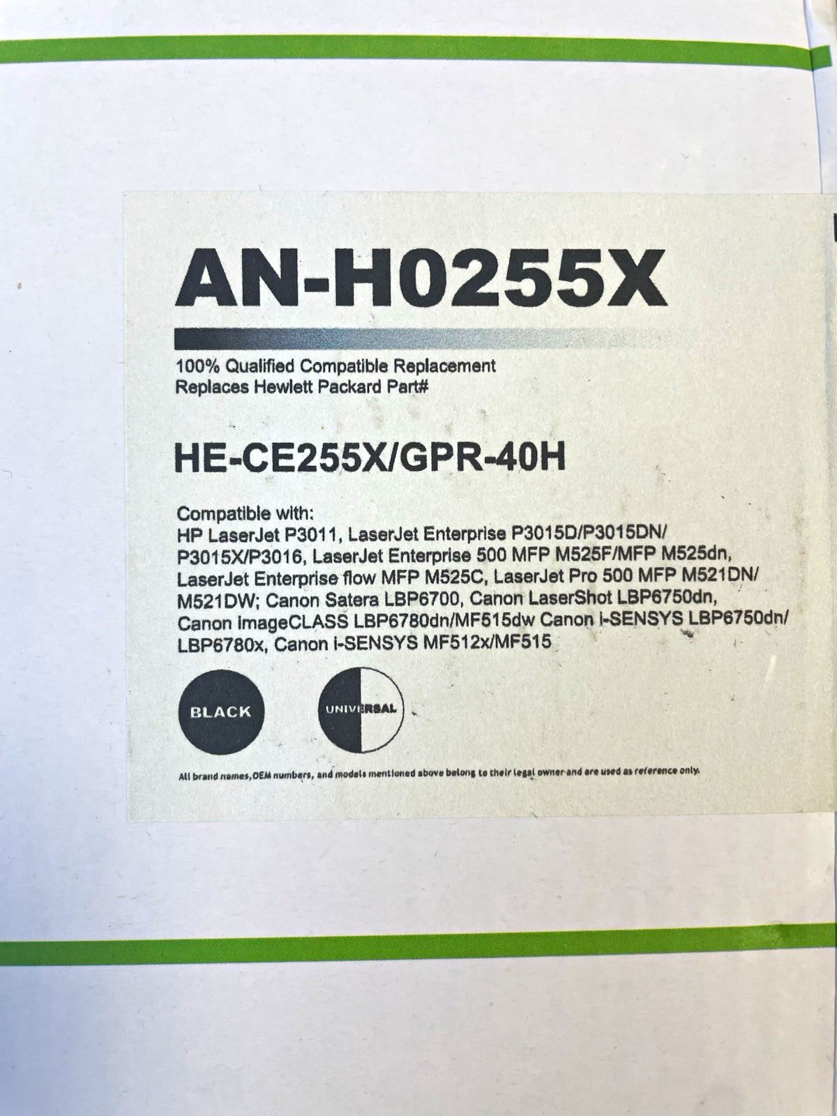Premium AN-H0255X (HE-CE255X/GPR-40H) Black Compatible Laser Toner