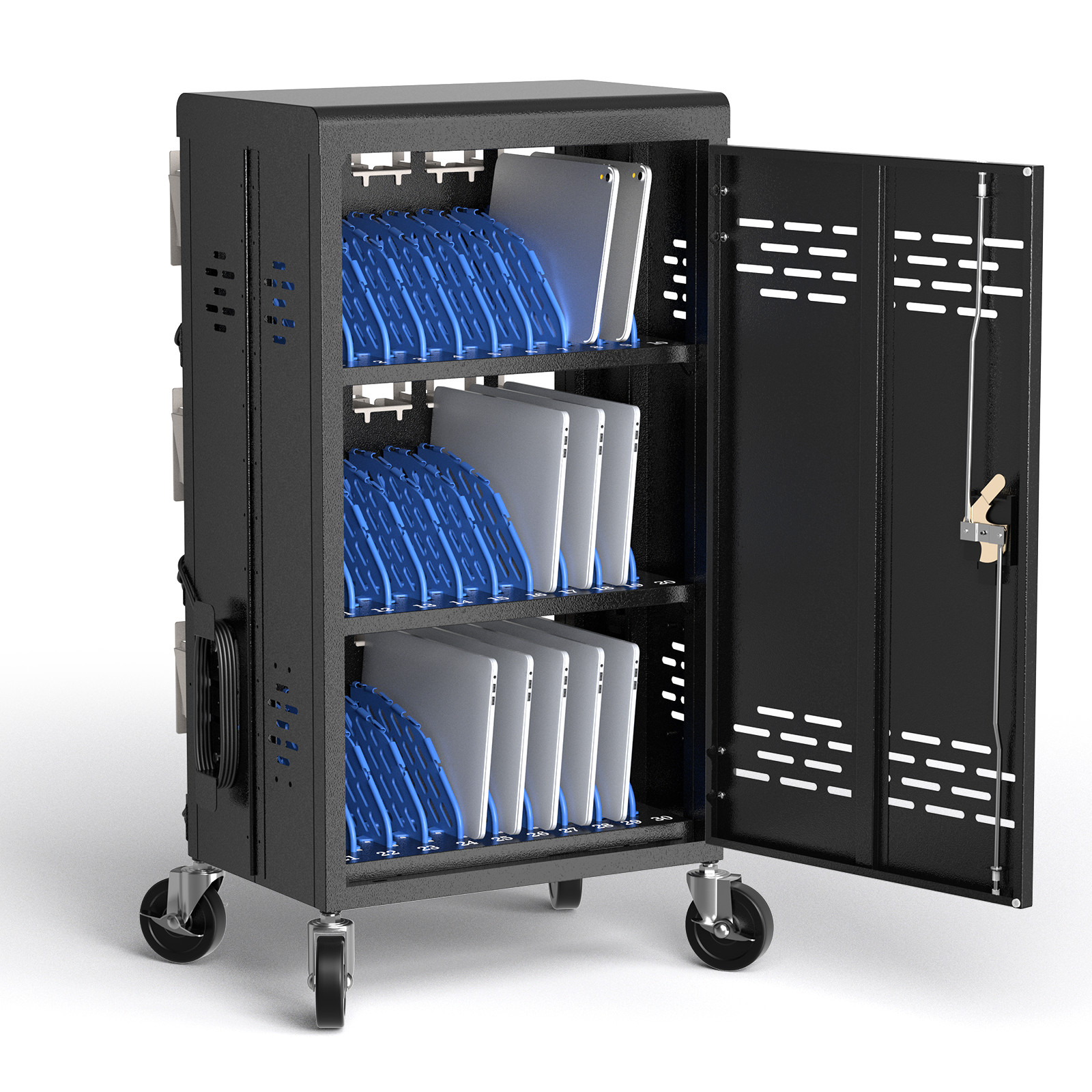 30 Devices Laptop Charging Cart for Chromebooks & Tablets, Open-Back Design