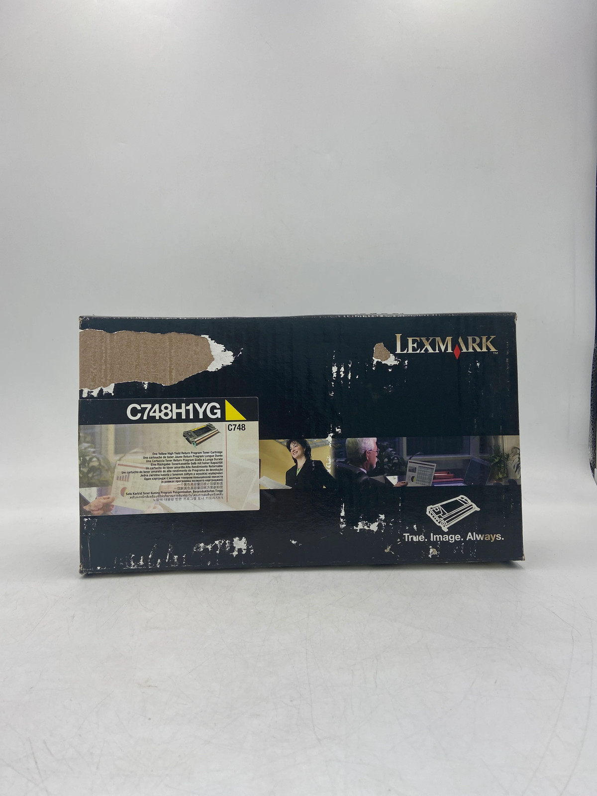 New Lexmark C748H1YG Yellow Toner Cartridge- Water Damaged Box