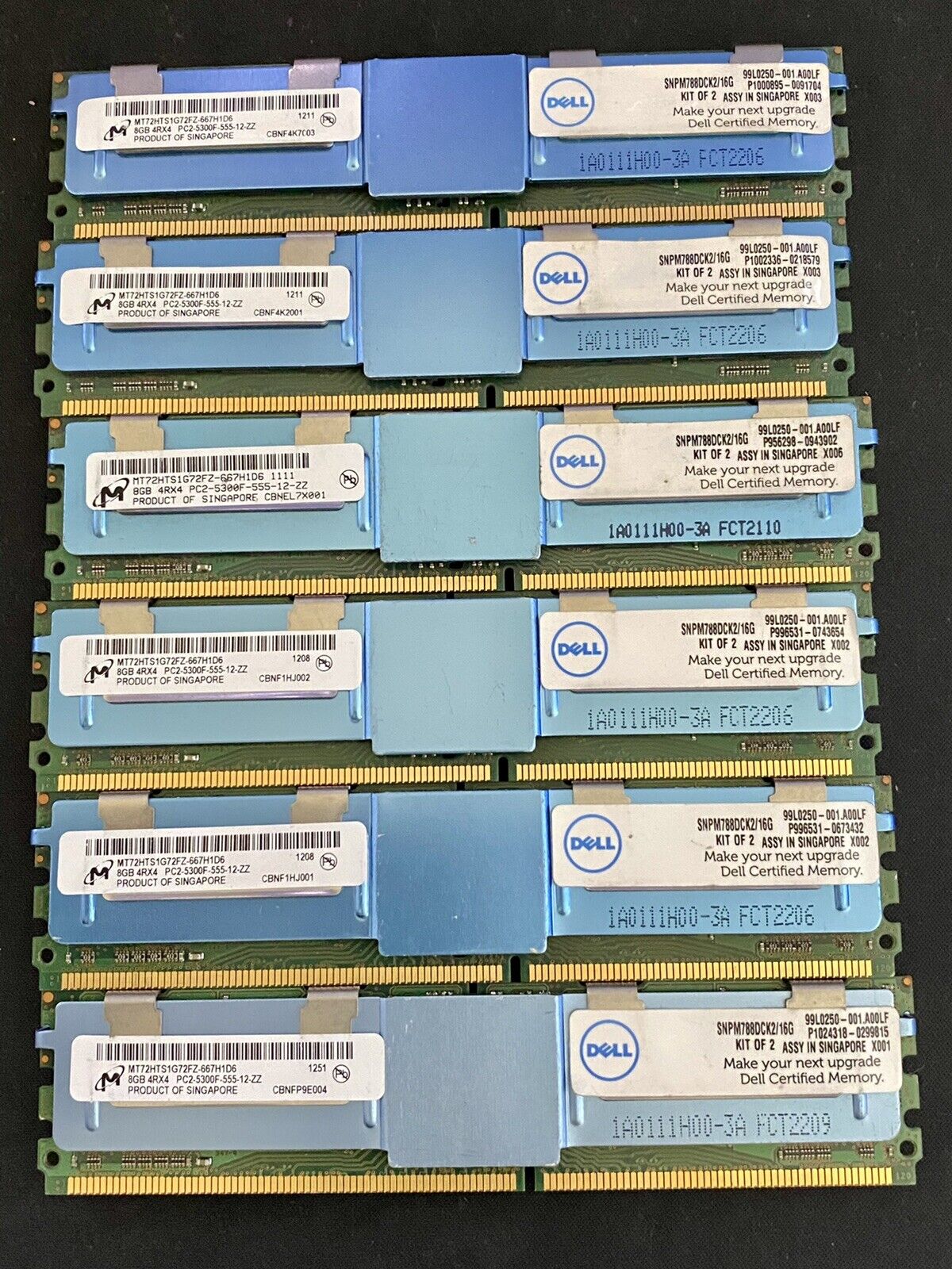 Dell Server Memory 8GB 4Rx4 PC2-5300F Part Number - SNPM788DCK2/16G 