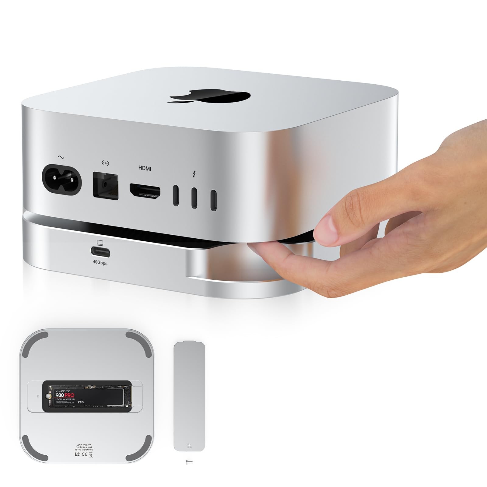 40Gbps M.2 NVMe SSD Enclosure for Mac mini M4/Pro, Designed for Always-on Set...