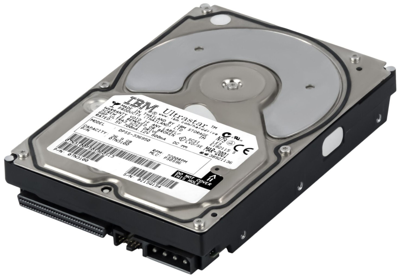 HARD DRIVE IBM UltraStar 36LP 07N3100 DPSS-336950 36.9GB 7.2K SCSI U160 3.5''