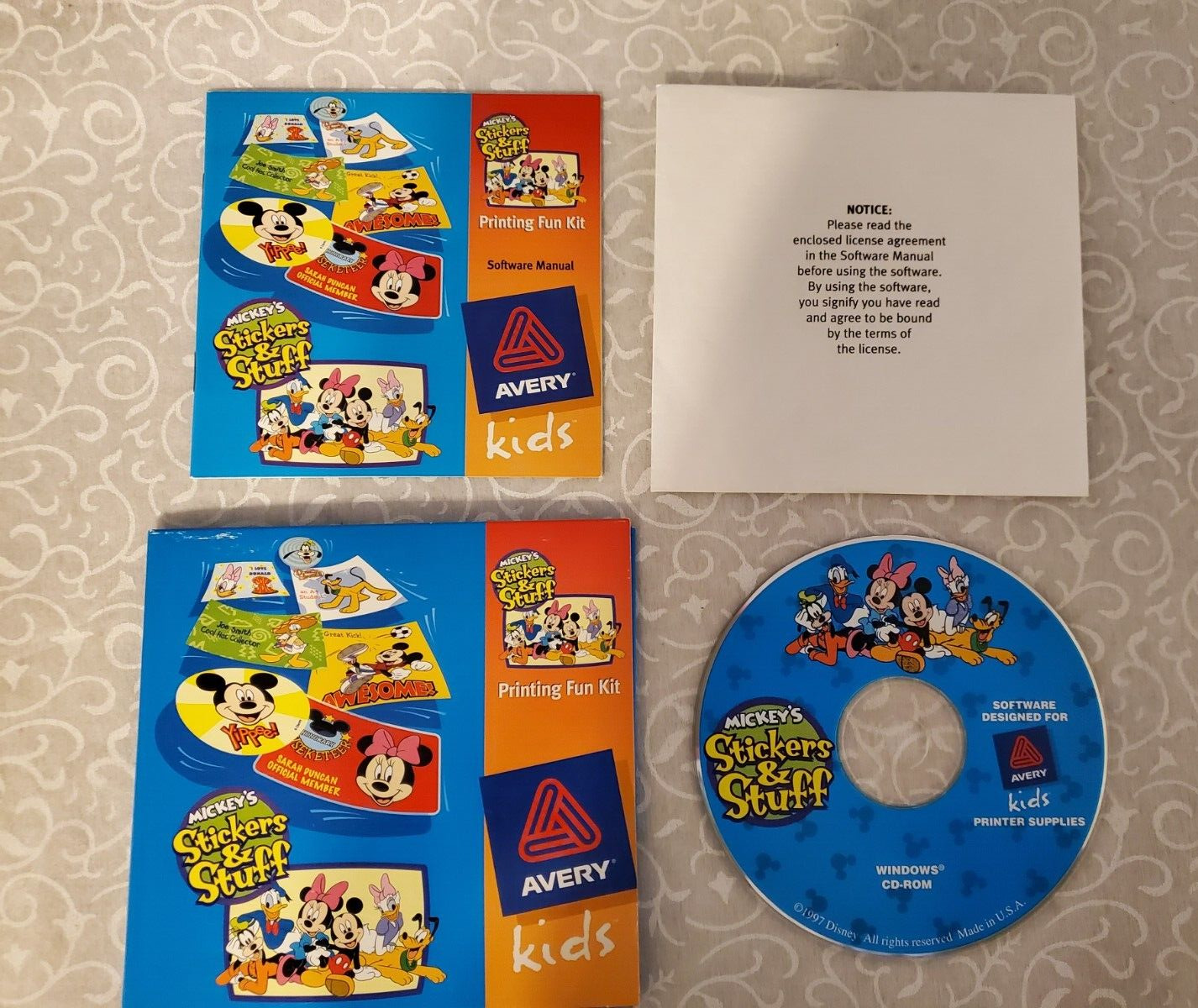 Mickeys Stickers & Stuff - Printing Fun Kit - Vintage CD ROM WINDOWS 95