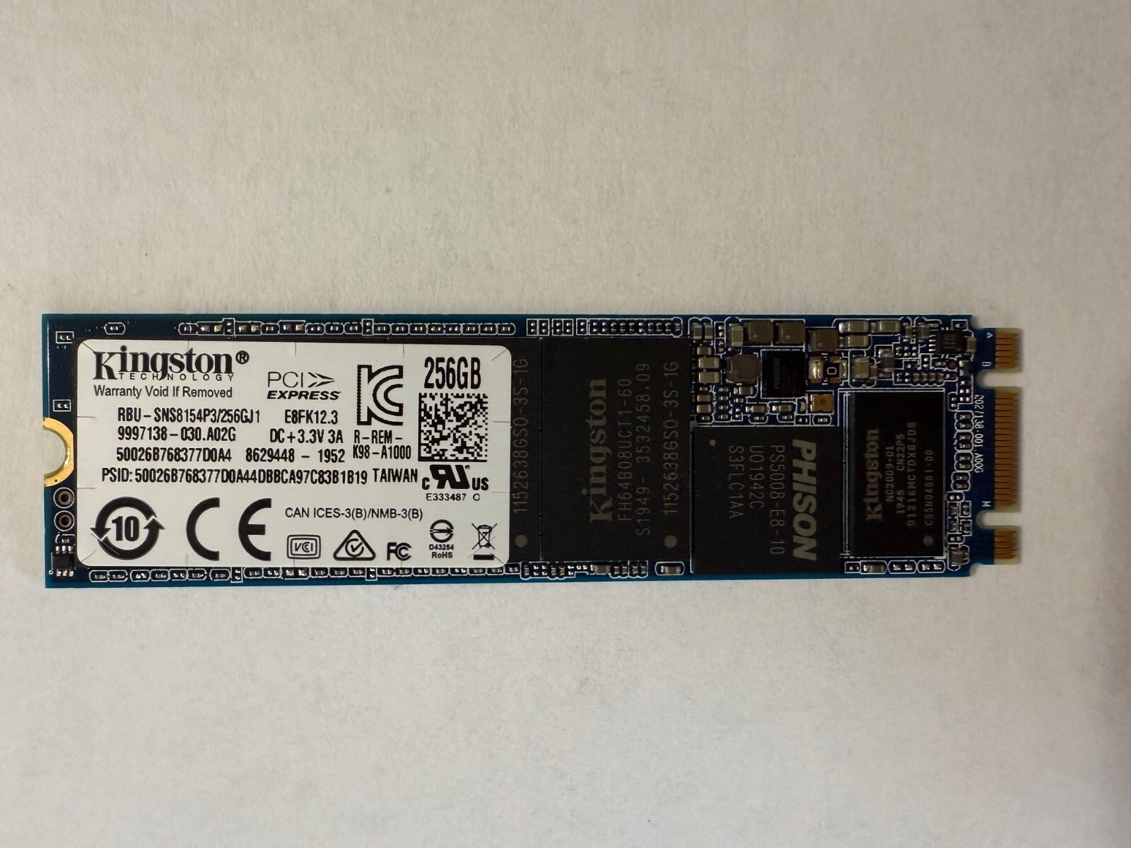 Kingston 256GB SSD M.2 2280 NVMe PCIe RBU-SNS8154P3/256GJ1