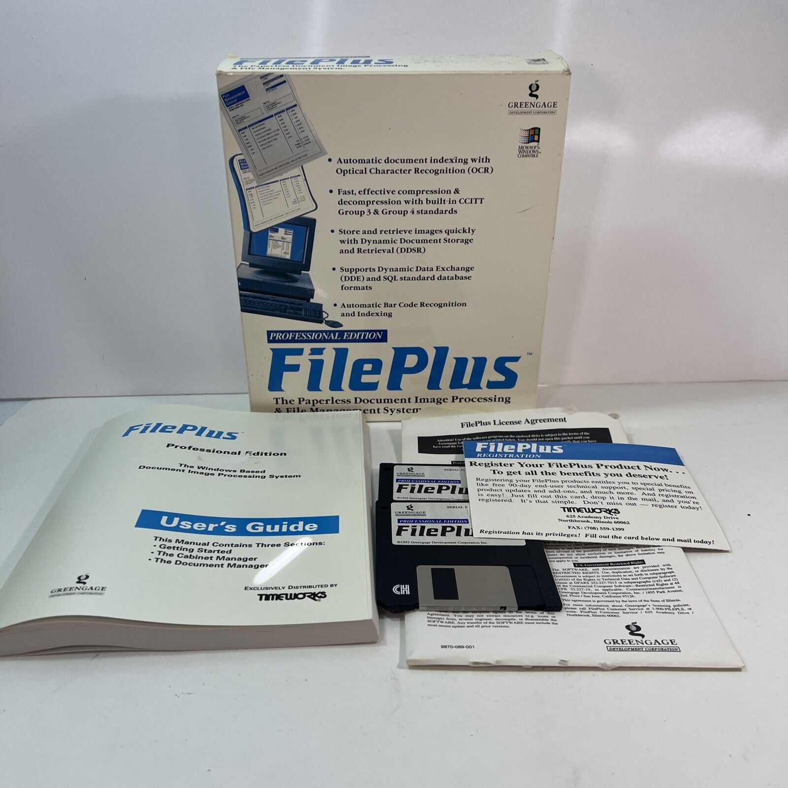 Timeworks Greengage FilePlus Windows IBM Computer Software Vintage 1993