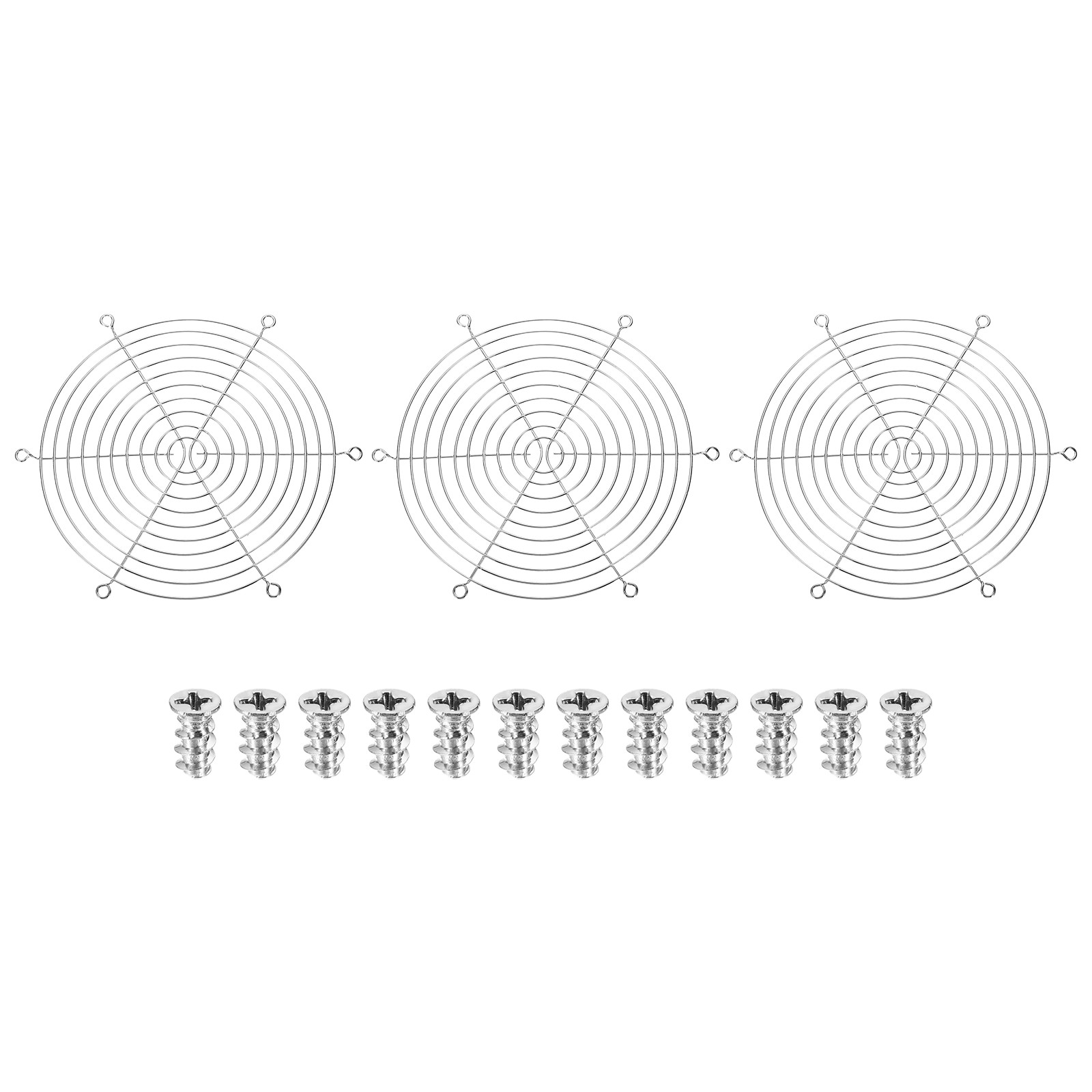 3 Pcs 220mm Fan Finger Grill Metal Ventilation Grill Cover with Screws, Silver