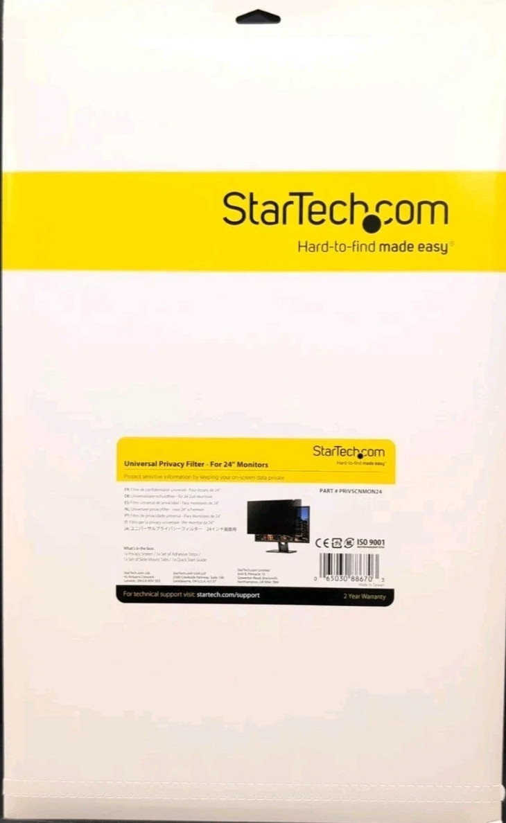 Lot of 2 - StarTech Universal Privacy Screen Filter 24" Monitors - 