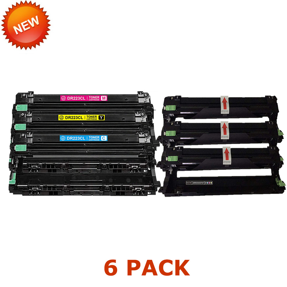 6 Pack DR-223 Drum CMYK Replacement for Brother HL-L3230CDW MFC-L3710CW Printer