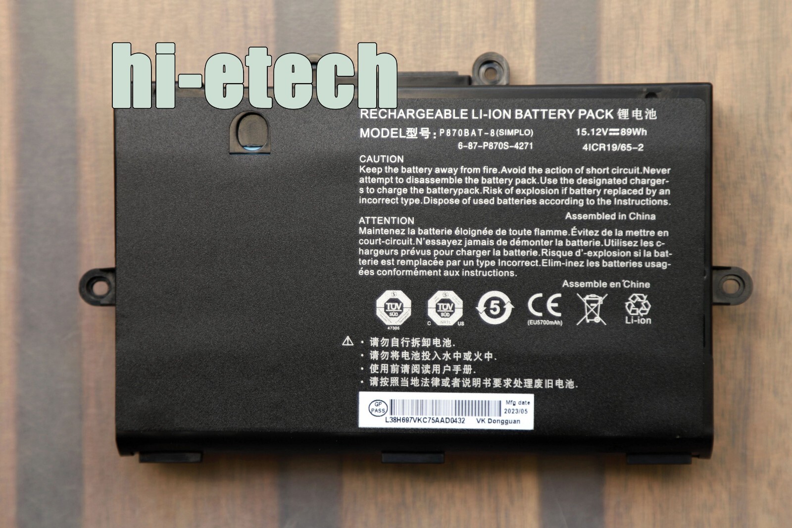 New Genuine P870BAT-8 OEM Battery for Clevo NP9877 P8700S P870DM P870KM P870TM-G