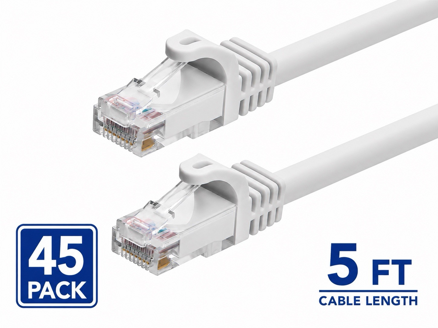 45 Pack White Monoprice Cat6 Ethernet Patch Cables FLEXboot Snagless NEW 45x