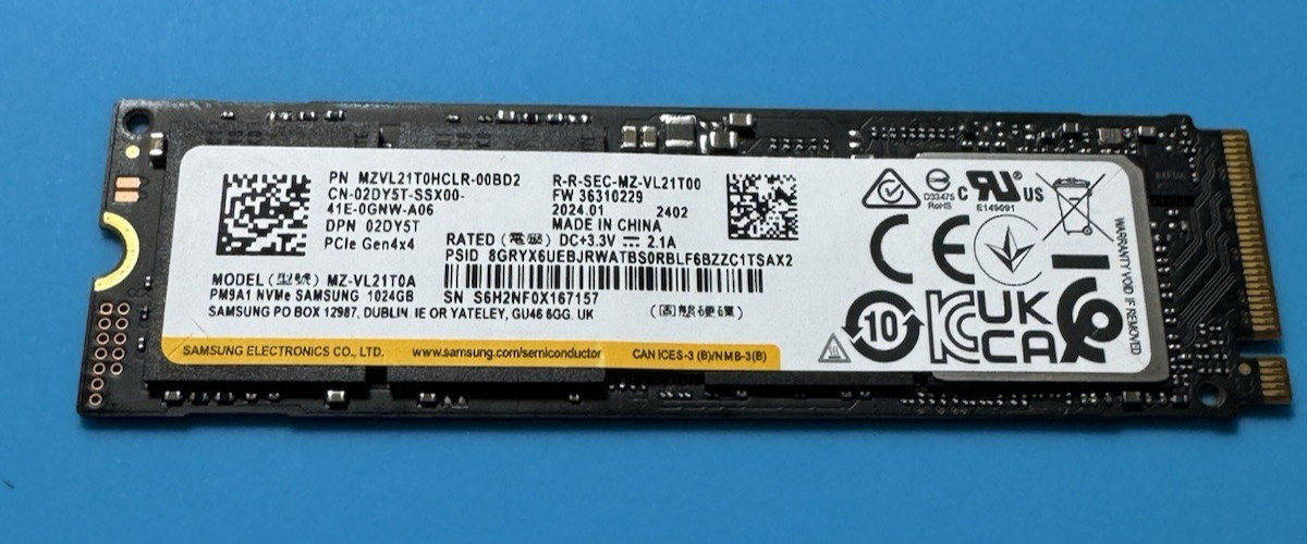 Samsung PM9A1 1TB M.2 NVMe PCIe Internal SSD OPAL MZ-VL21T00 1TB
