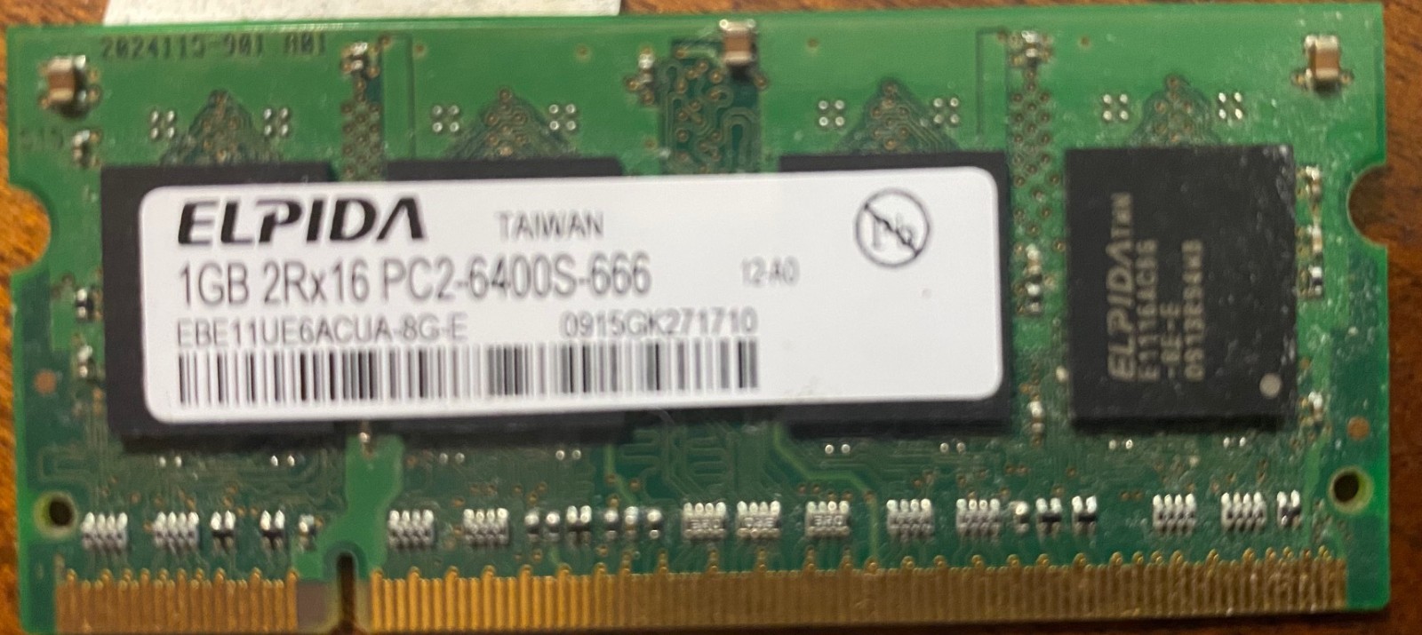 Elpida 1GB DDR2 PC2-6400S-666 RAM Used Laptop Memory