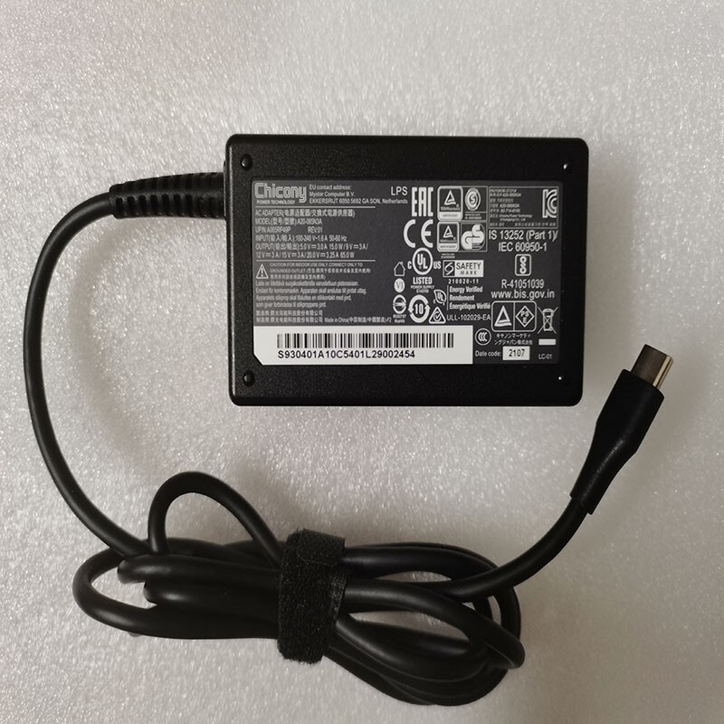 OEM Original MSI Summit E13 Flip Evo A12MT-010FR Chicony 65W USB-C Adapter&Cord
