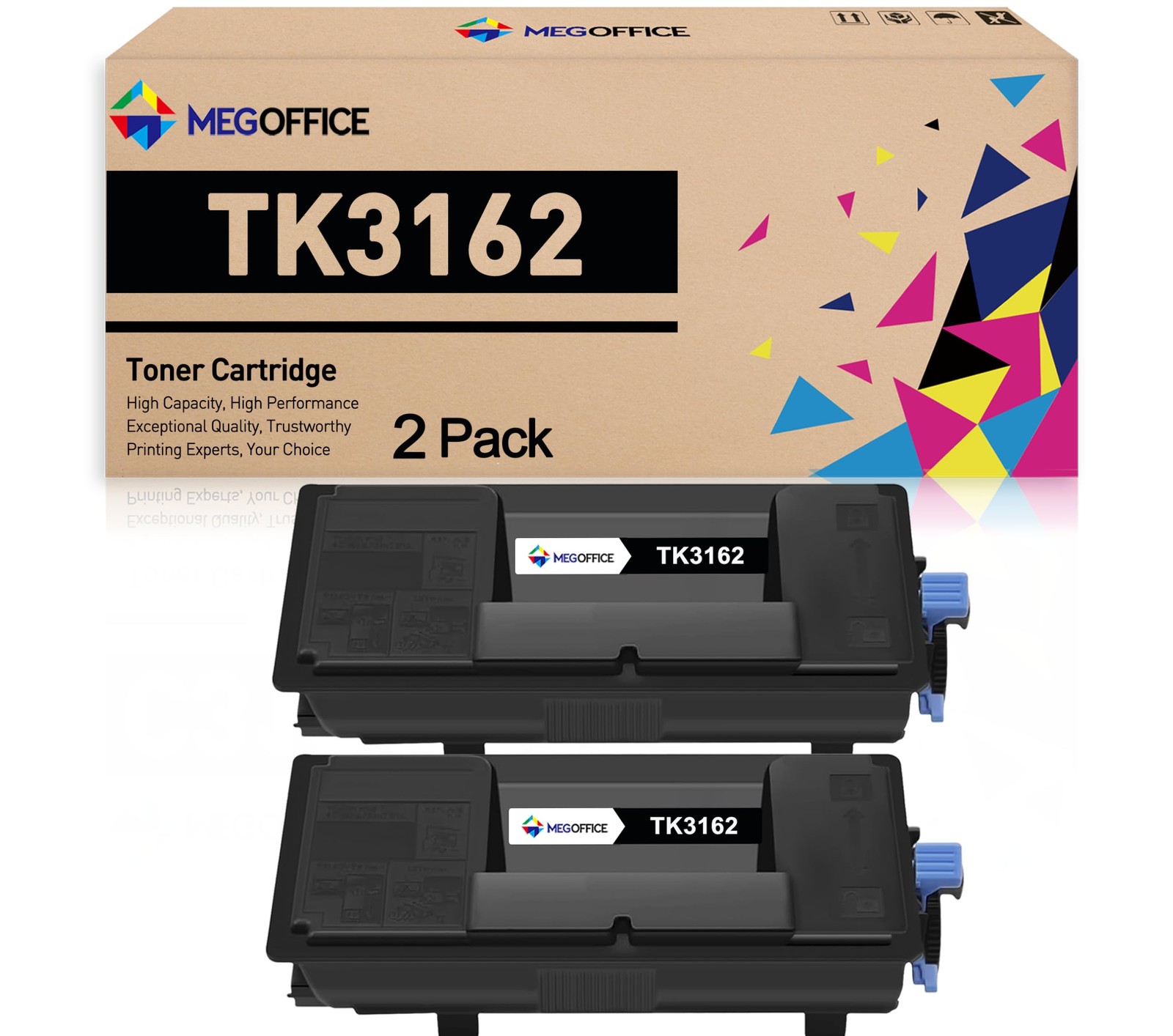 MEGOFFICE Replacement for Kyocera TK3162 TK-3162 Toner Cartridge 2 Black