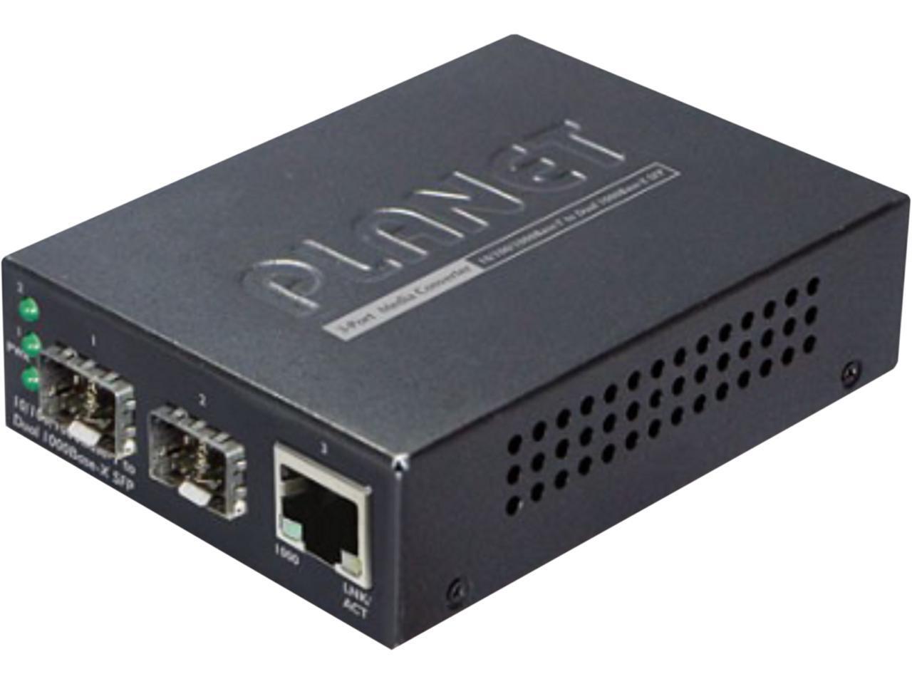 PLANET GT-1205A 1-Port 10/100/1000Base-T - 2-Port 1000FX (SFP) Switch Media Conv