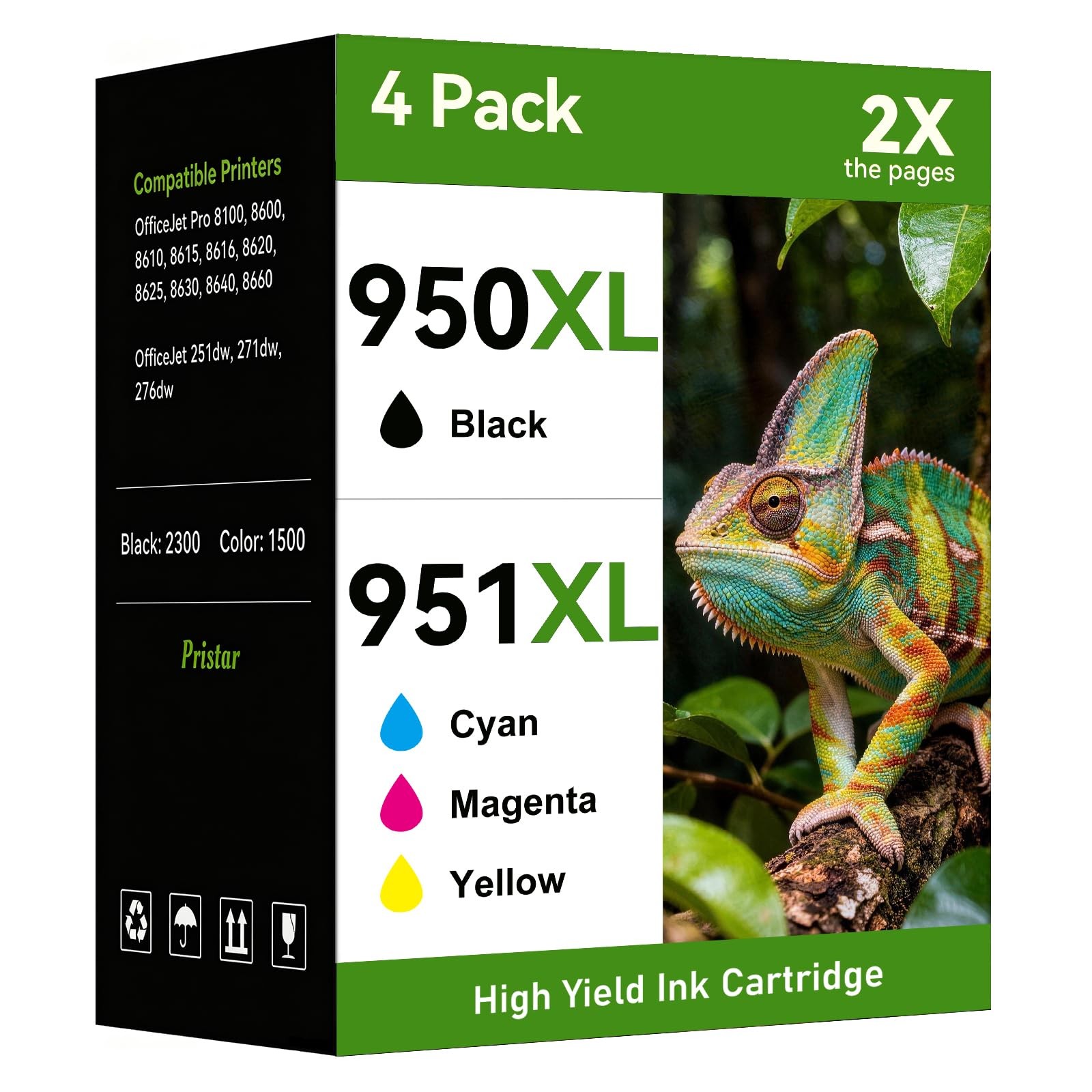 Replacement Ink Cartridges Combo Pack for HP 950XL 951XL- High Yield, Open Box