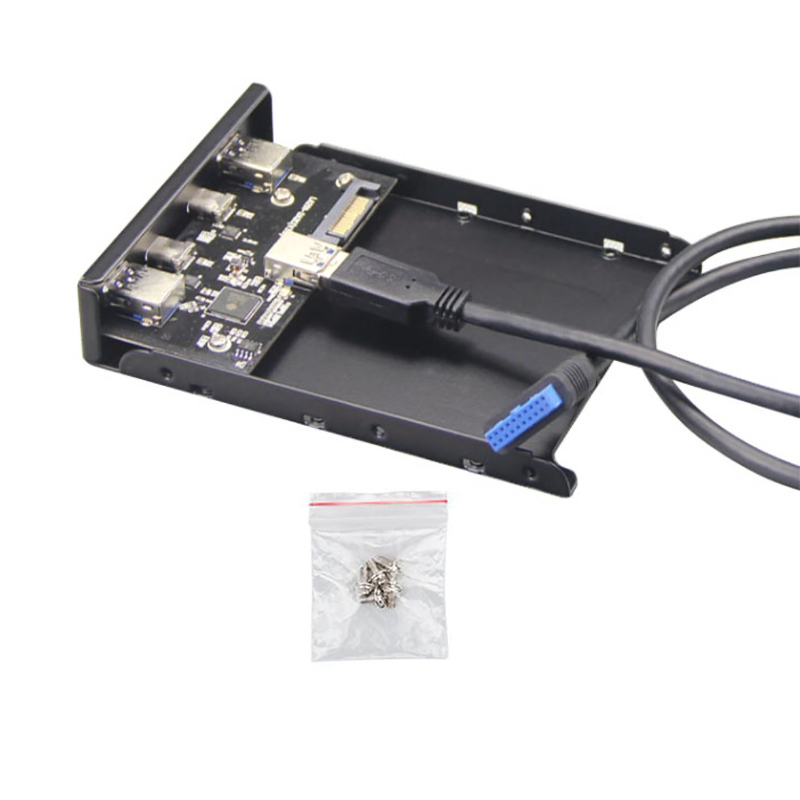 New 3.5 Inch Front Panel Floppy Bay 4 Ports USB Expansion Adapter With Cable