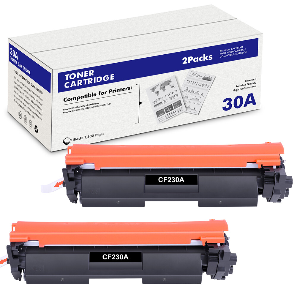 2x Black CF230A 30A Toner Cartridge for HP LaserJet Pro MFP M227fdw M227sdn