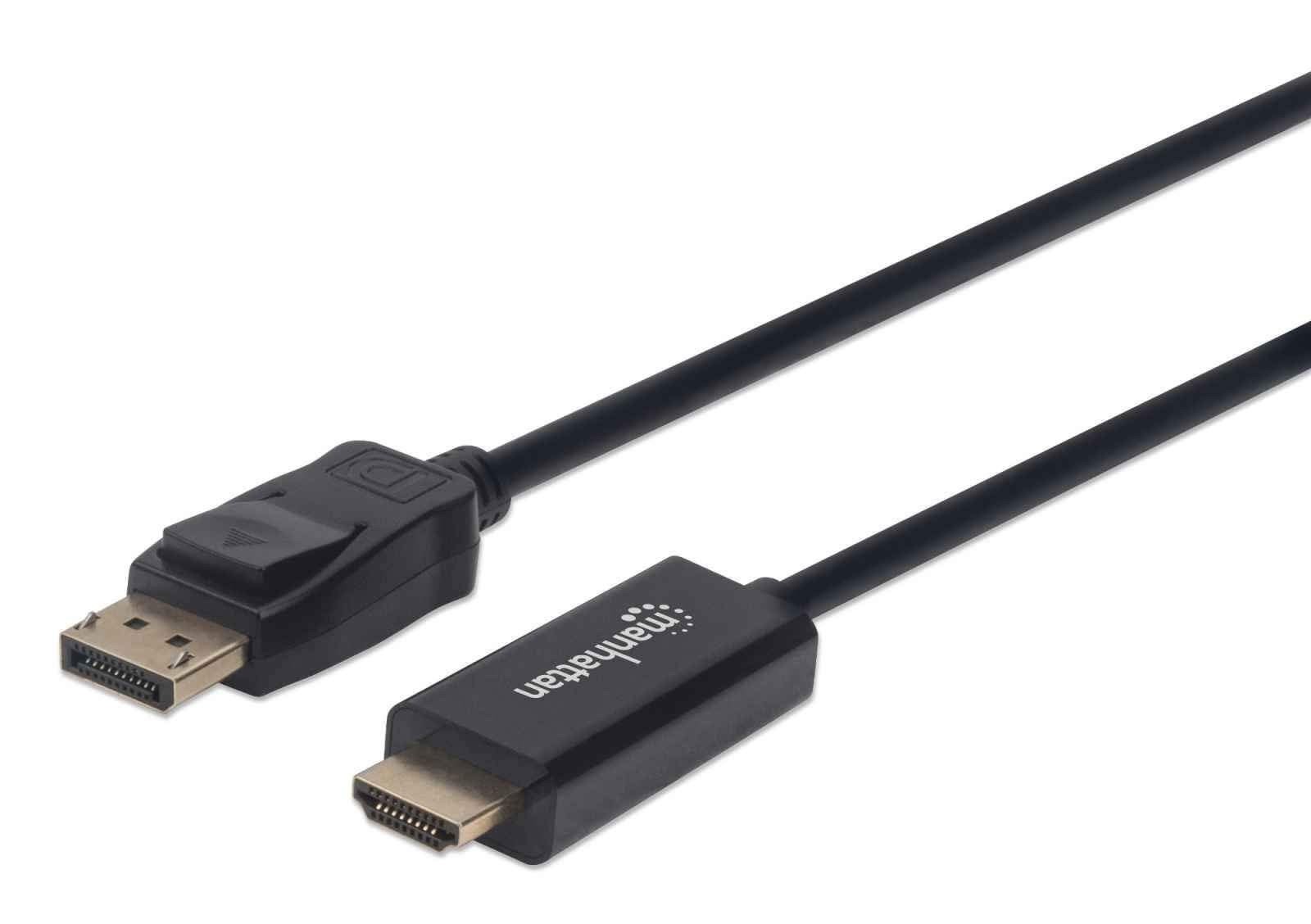Manhattan DisplayPort 1.2 to HDMI Cable, 4K@60Hz, 1.8m, Male to Male, DP With La