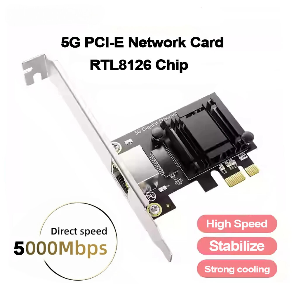 5G PCIe To RJ45 Network Card RTL8126 Chip Gigabit Ethernet PCI Express 1G/5Gbps