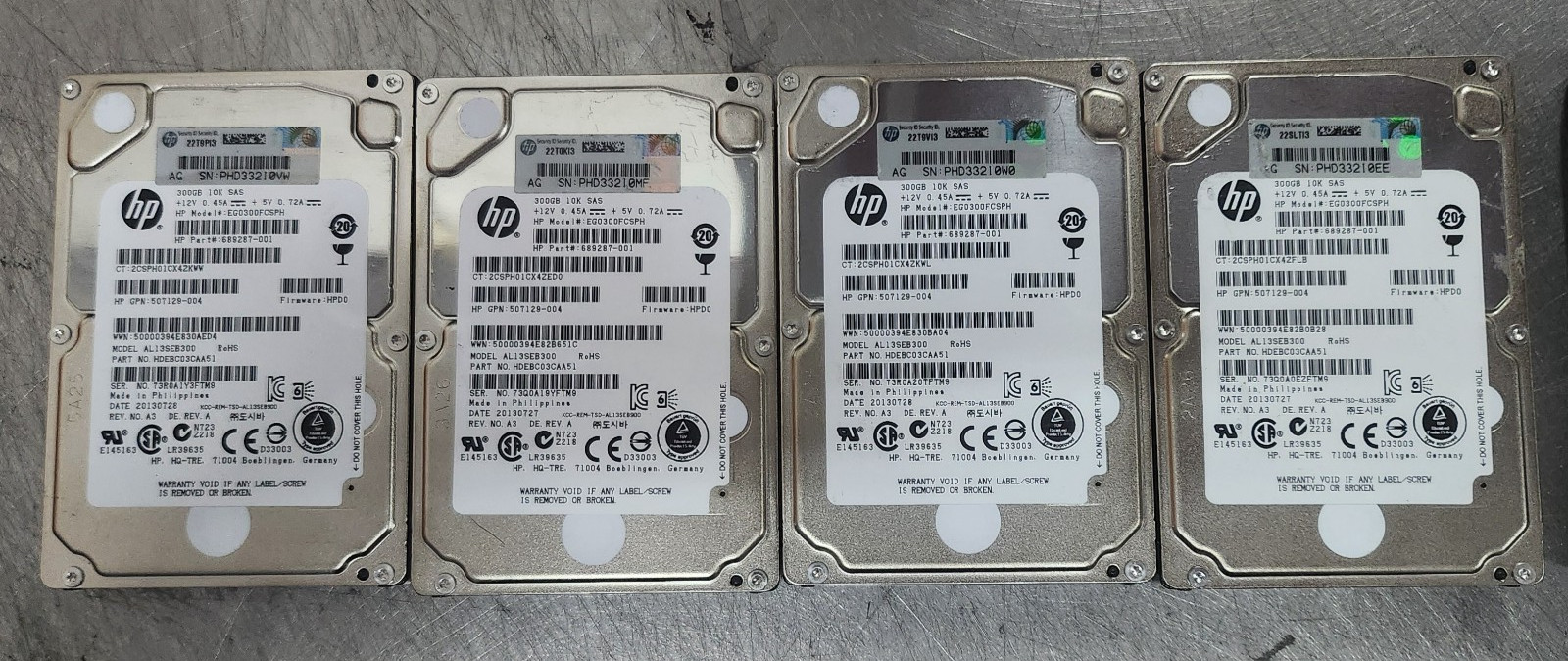 8x HP 689287-001 693569-001 872283-001 300GB 10K RPM 6Gb SAS 2.5" Hard Drives