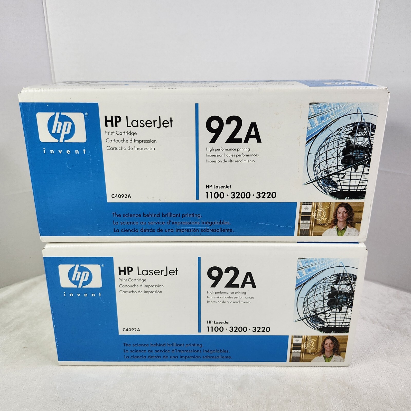 HP LaserJet C4092A 92A Genuine Black Toner Cartridge 1100 3200 3220 NIB Lot of 2