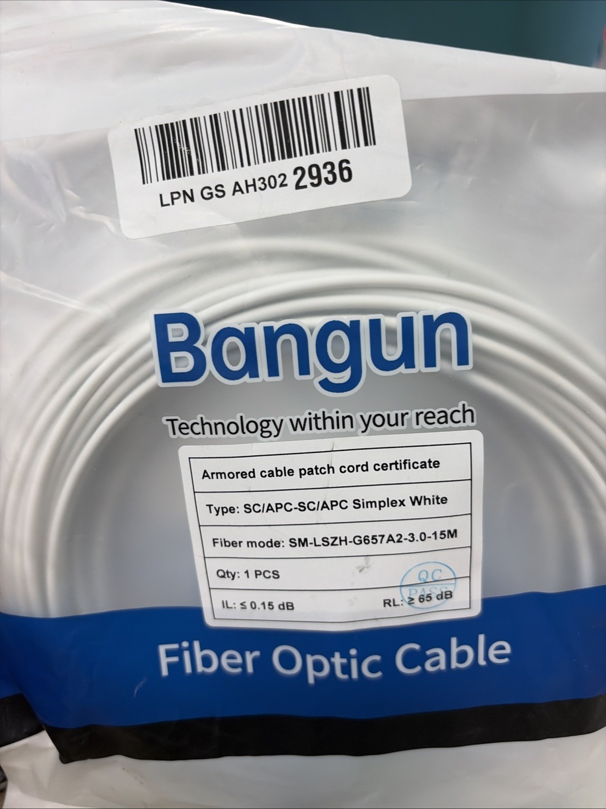 Bangun Fiber Optic Cable New SC/APC-SC/APC Simplex White See Photos
