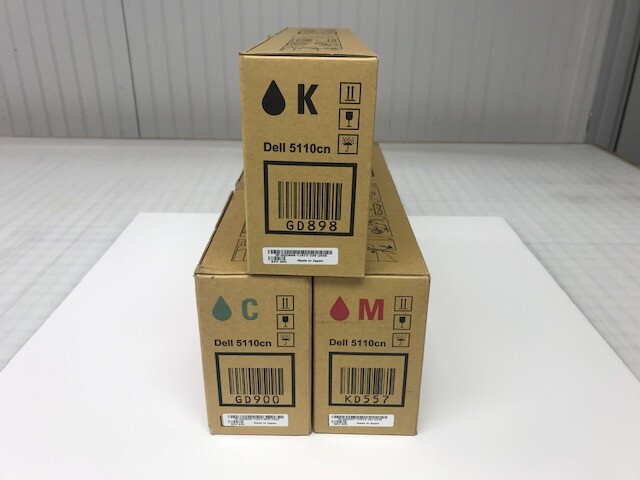 3PC Genuine Dell 5110cn High Capacity B/C/M Toner Cartridges GD898 GD900 KD557