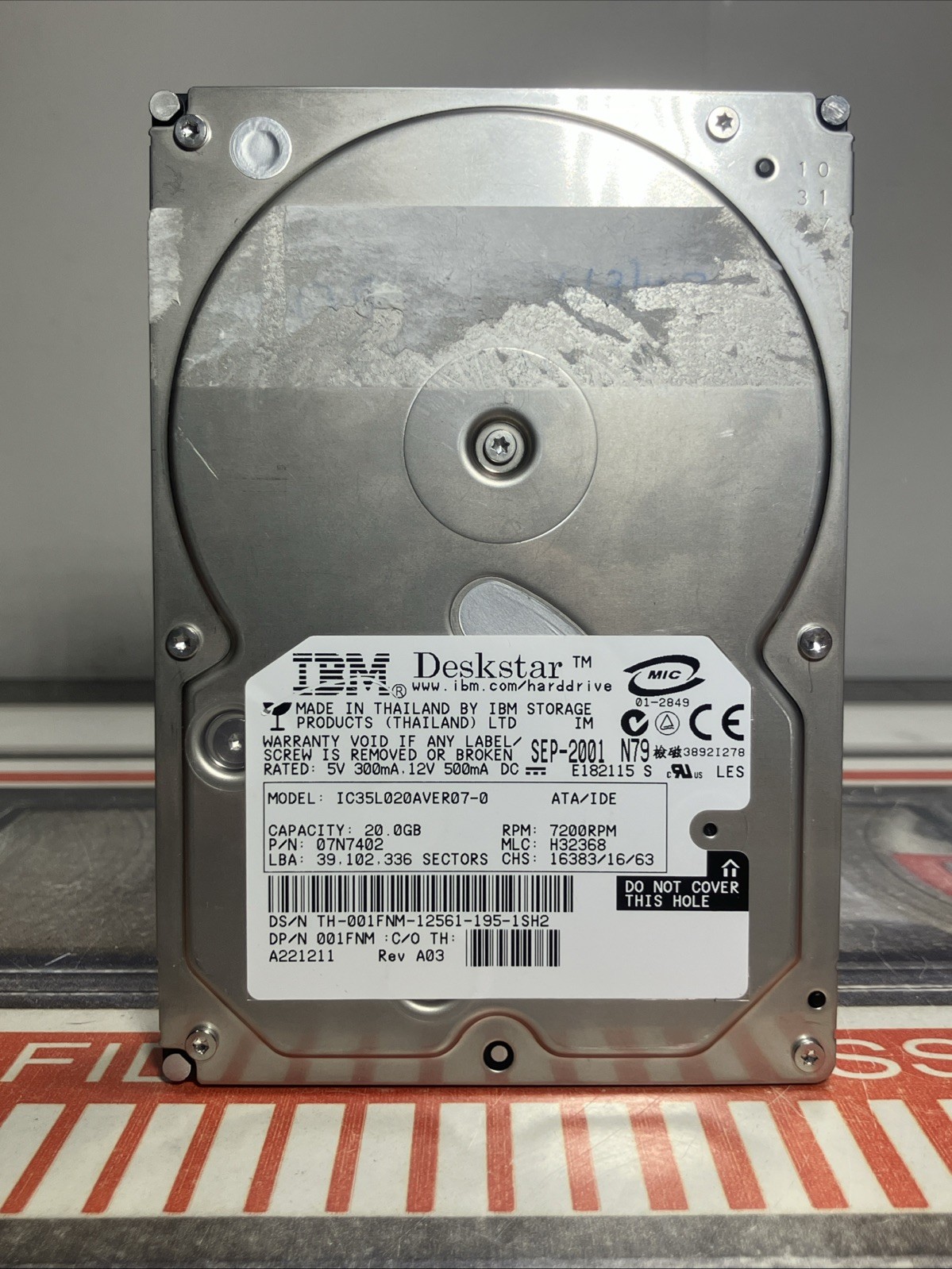 20GB IBM Deskstar PATA/IDE 3.5” Hard Drive TESTED WORKING Vintage 2001