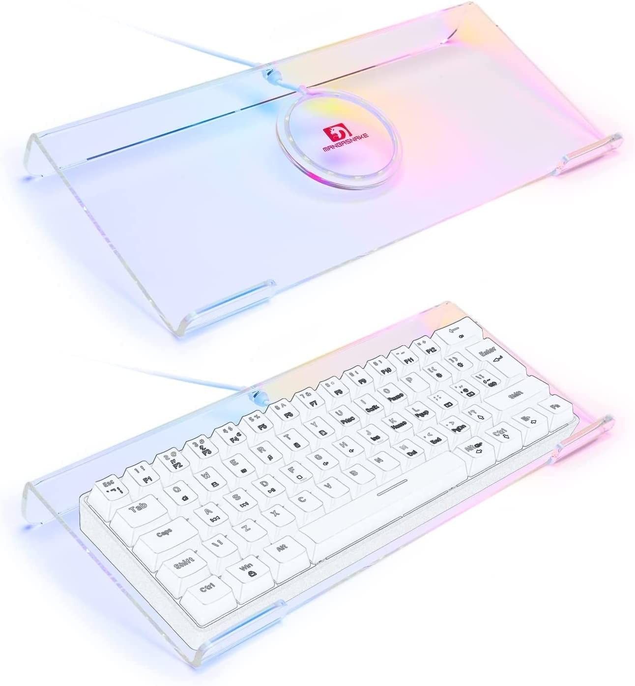 Acrylic Computer Keyboard Holder, 366 Kinds RGB Compact Tray, Gaming USB Inte...