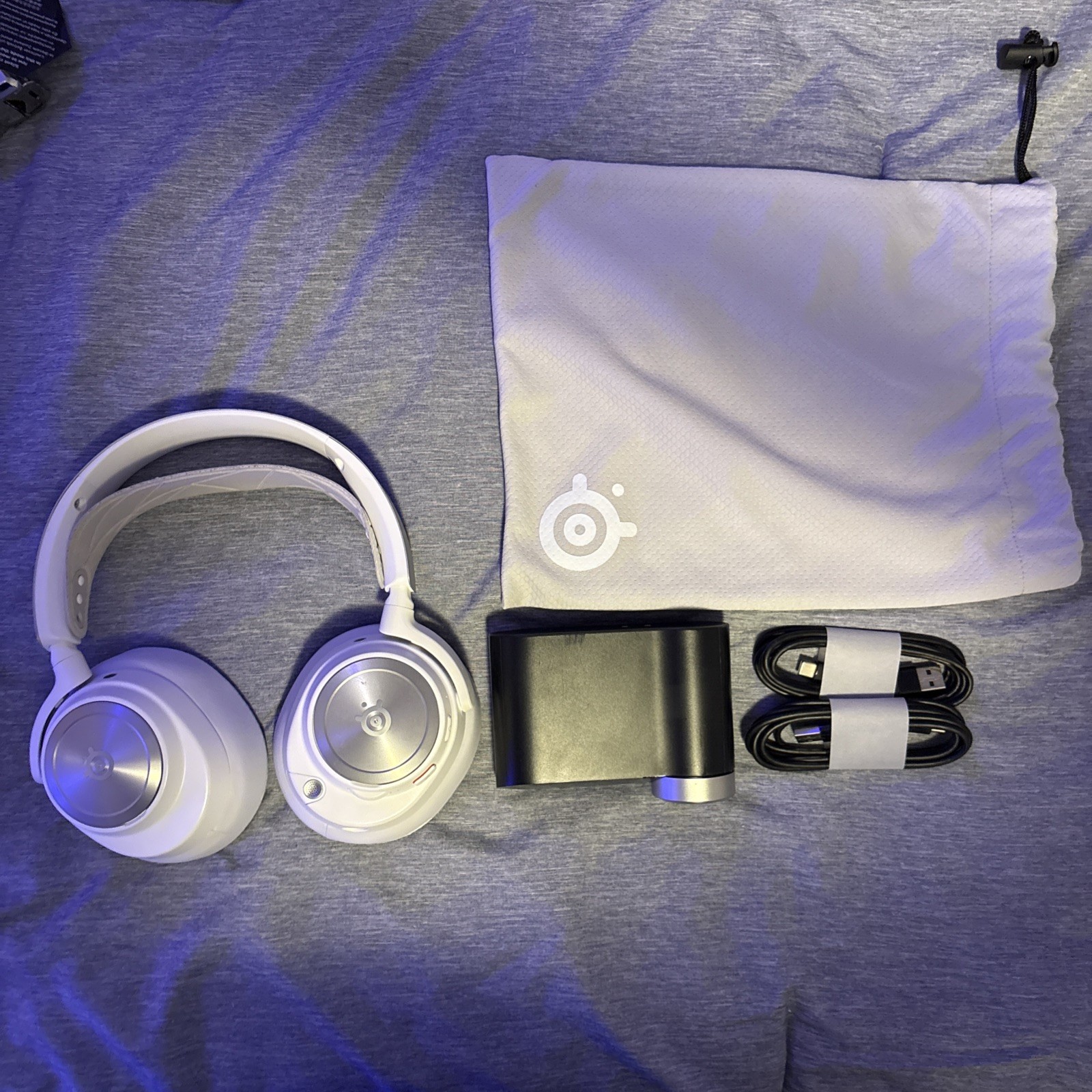 SteelSeries Arctis Nova Pro Wireless White Gaming Headset w/ Wicked Cushions