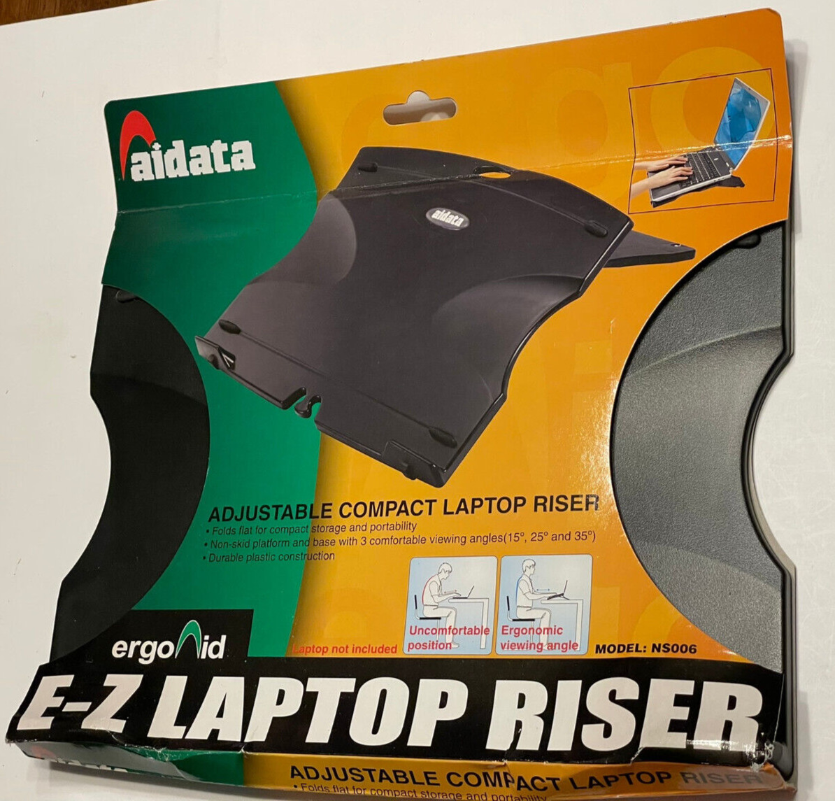 Aidata E-Z Laptop Riser, Adjustable Compact Design - Model NS006 - New