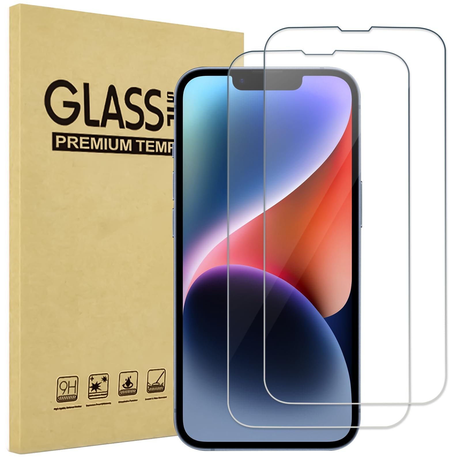 ProCase 2 Pack Clear Screen Protector 6.1" iPhone 17e/16e/14/13/13 Pro,