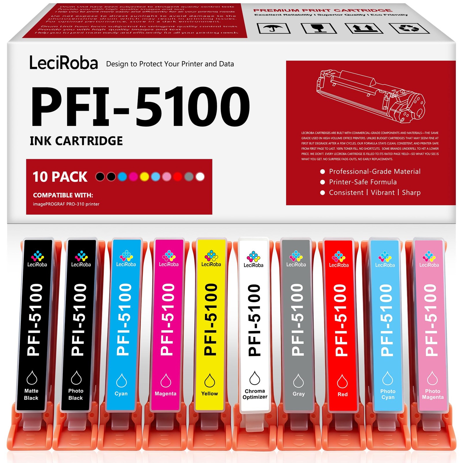 ** NEW Canon Ink Cartridges | PFI-5100 | 10-Color | Compatible | 14.5ml
