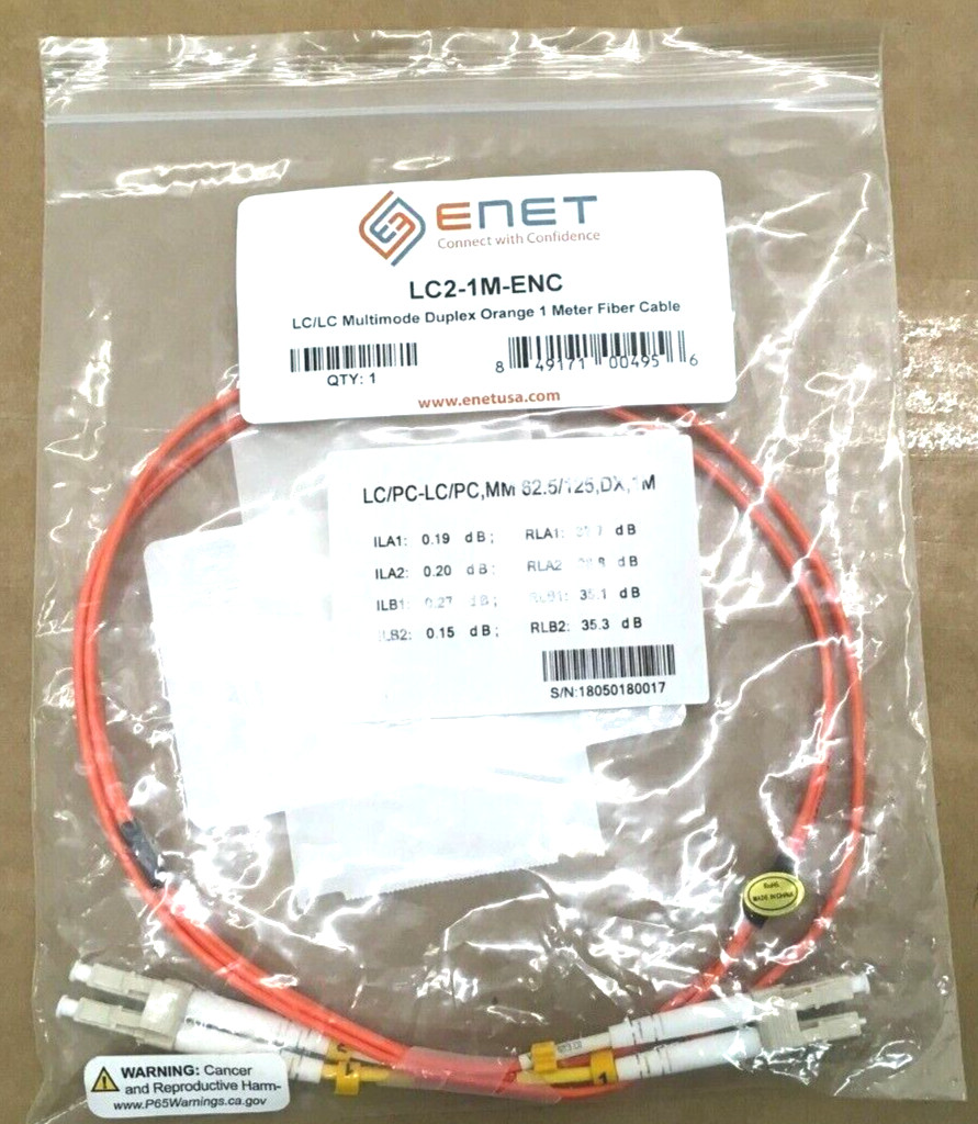 ENET MultiMode LC/LC Duplex Fibre Patch Cable 1 meter LC2-1M-ENC ✅❤️️ Brand New