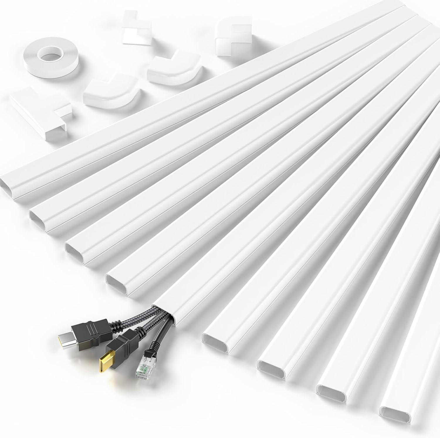 Cord Hider, 142in Cable Hider, Cord Covers for 2-3 Wires on Wall, Wire Covers fo