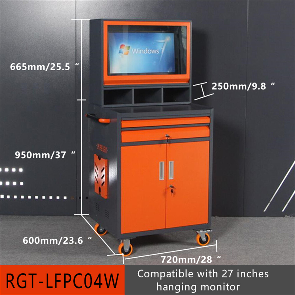 Mobile Industrial PC Cabinet Metal Computer Tool Cabinet Up To 27-inch Monitors