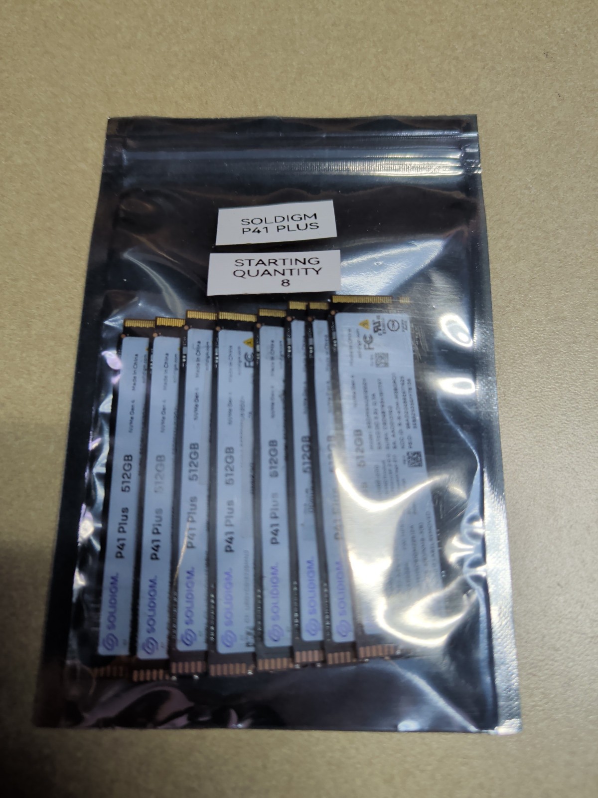Lot of 8x Solidigm P41 Plus 512GB NVMe Gen4 M.2 2280 SSD Tested Wiped