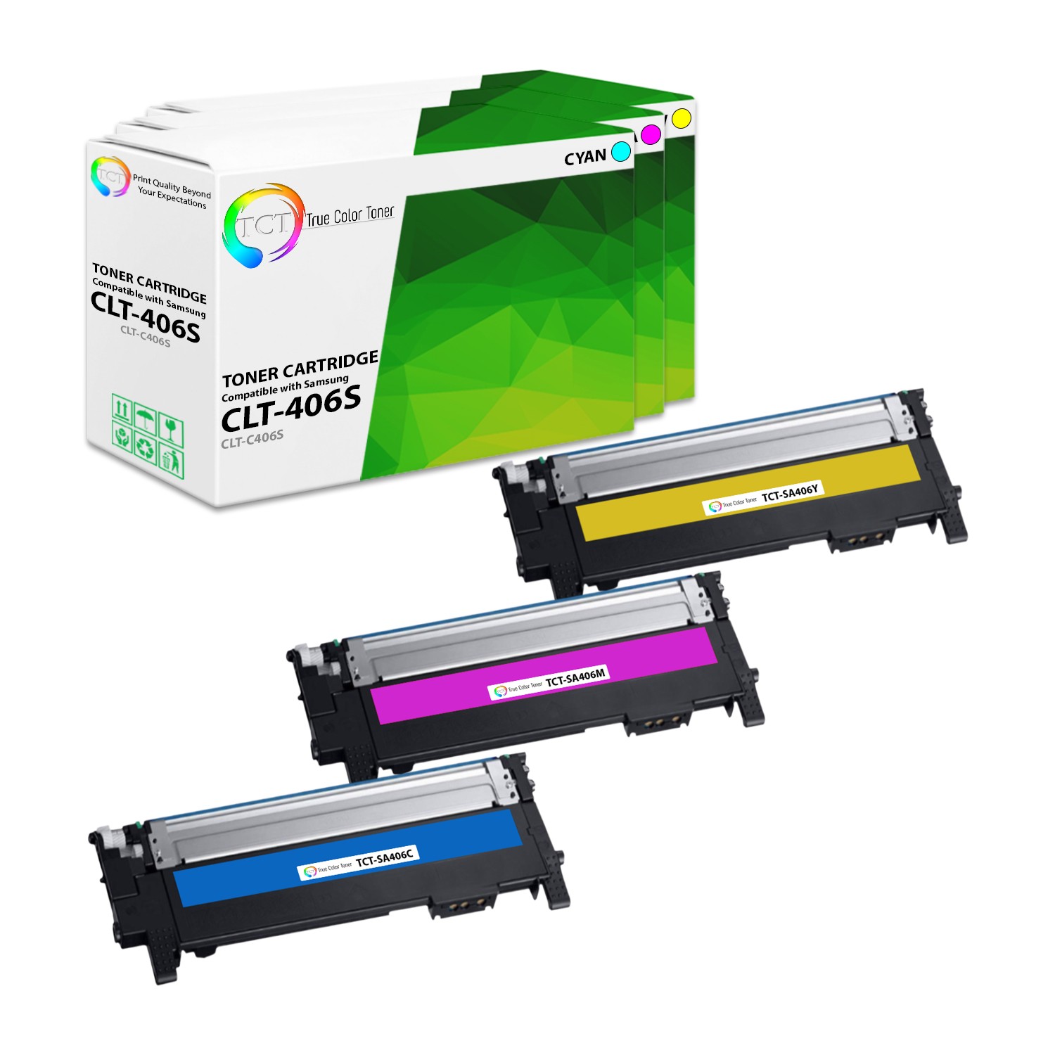 TCT 3PK CLT406S Color Toner Cartridge Set For Samsung CLP 360 365 CLX 3300 3305